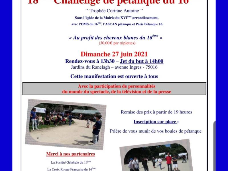 18ème Challenge de pétanque du&nbsp;16ème
