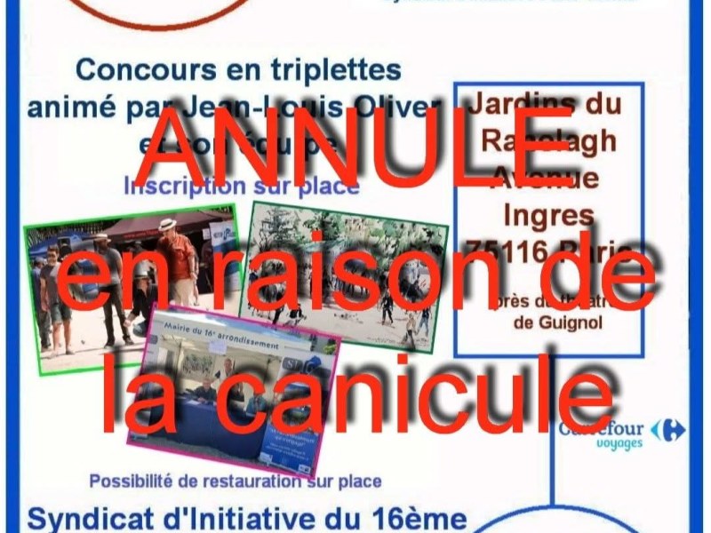 24ème édition du challenge de pétanque du SI16&nbsp;&nbsp;-ANNULÉE-